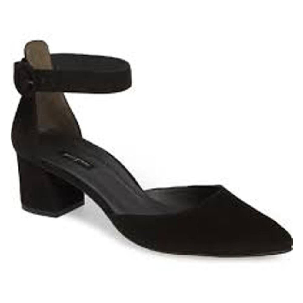 Paul Green Annie Suede Ankle-Strap Block Heel Pumps Black US 9 EUC 3" Heel